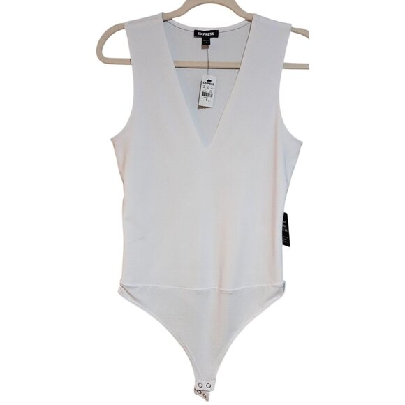 Express White Bodysuit With Snap Closure Size S layering - Picture 2 of 12